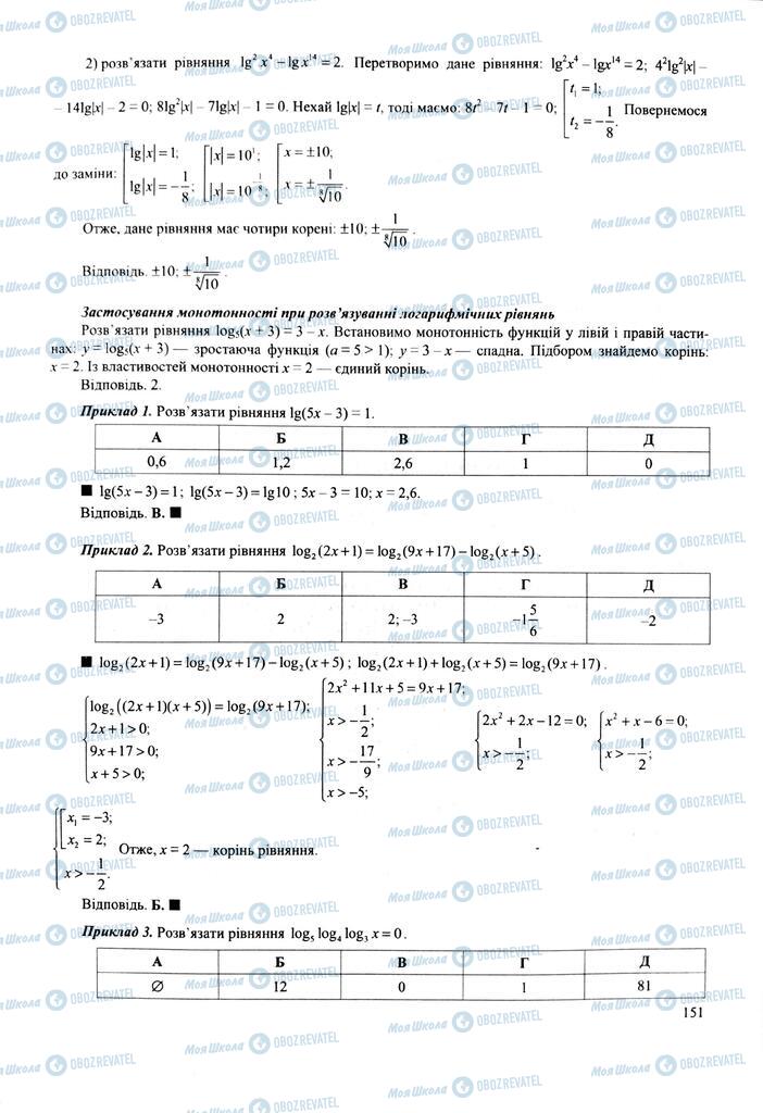 ЗНО Математика 11 клас сторінка  151