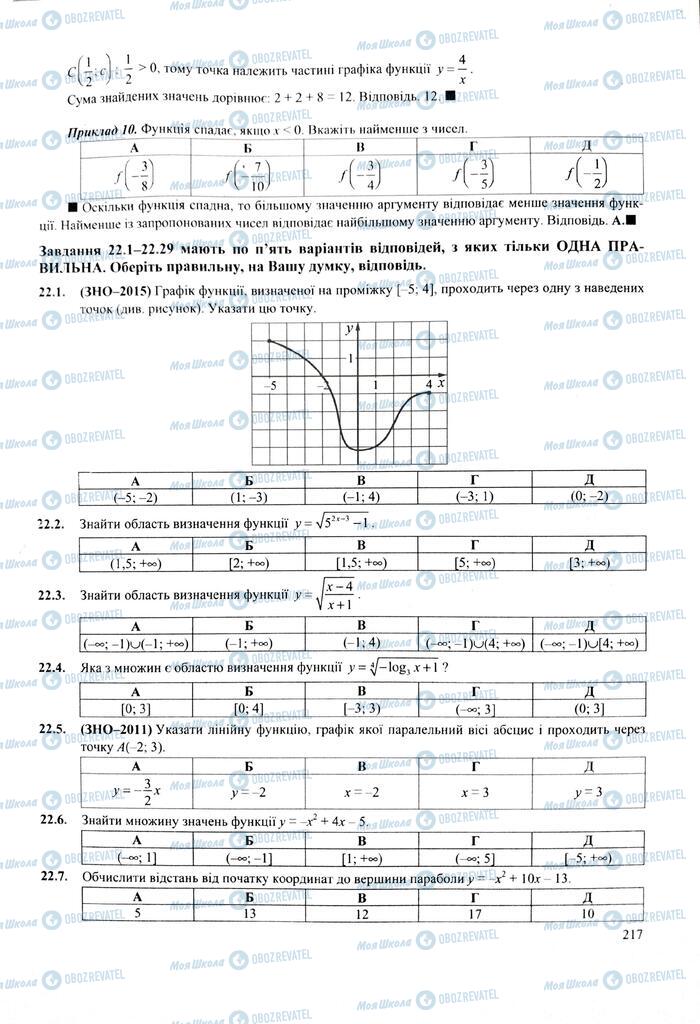 ЗНО Математика 11 клас сторінка  217
