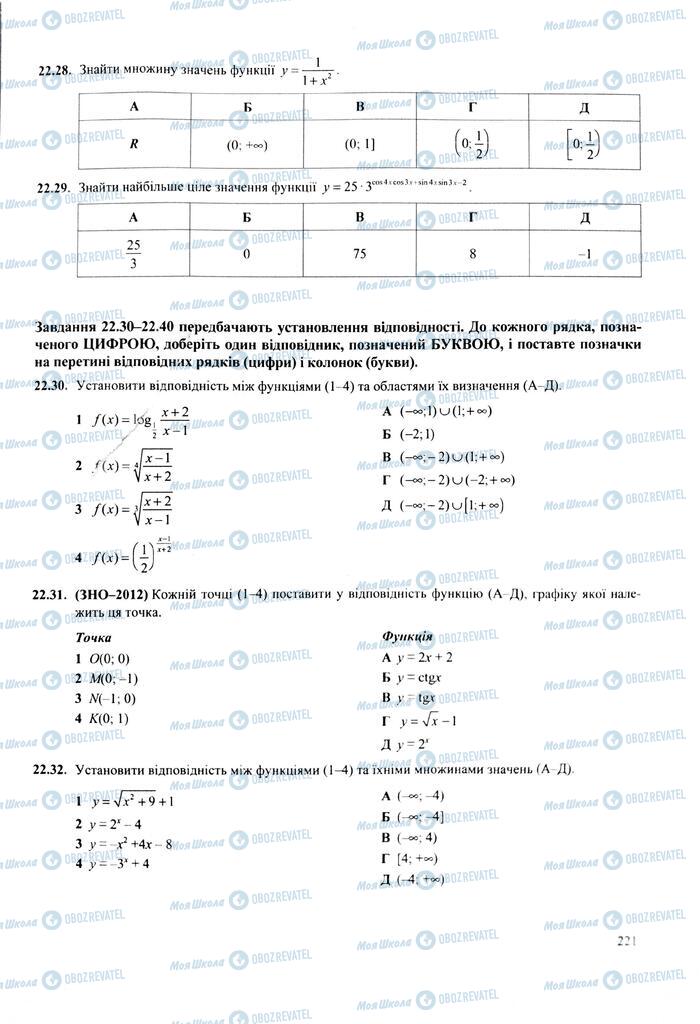 ЗНО Математика 11 клас сторінка  221