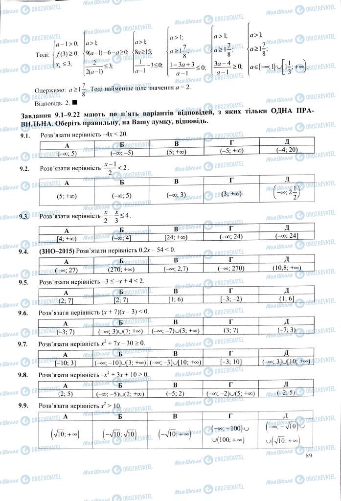 ЗНО Математика 11 клас сторінка  89