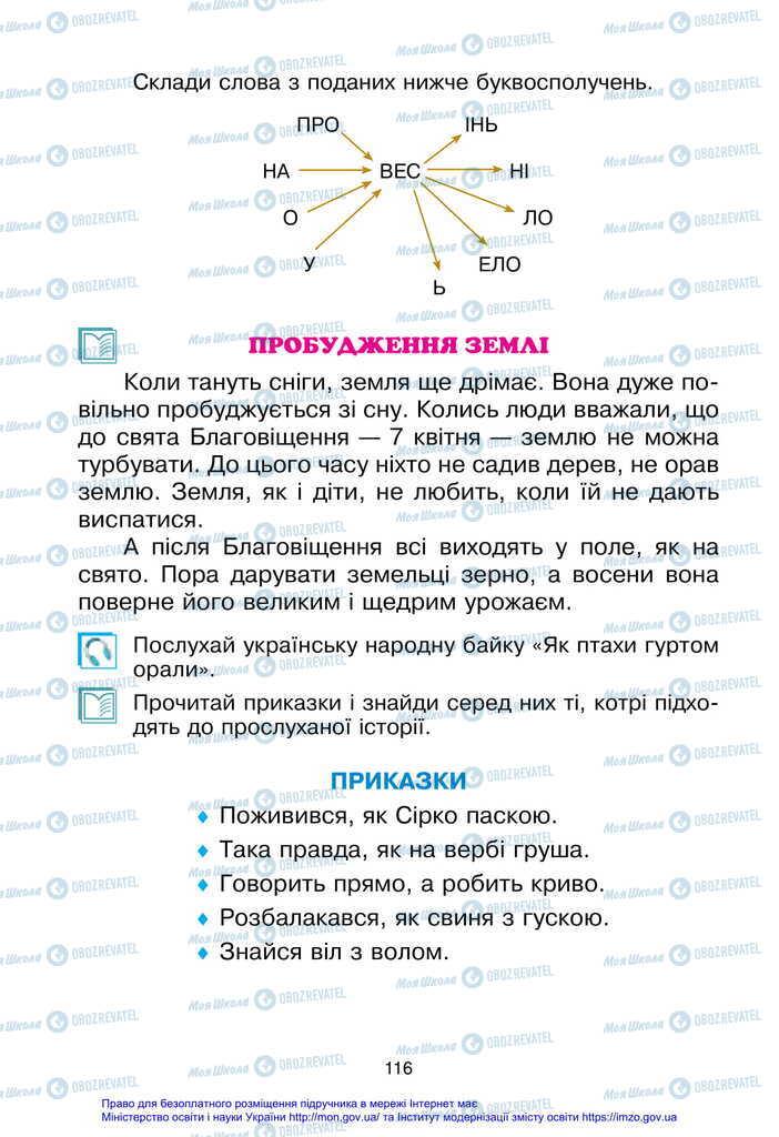 Підручники Українська мова 2 клас сторінка 116