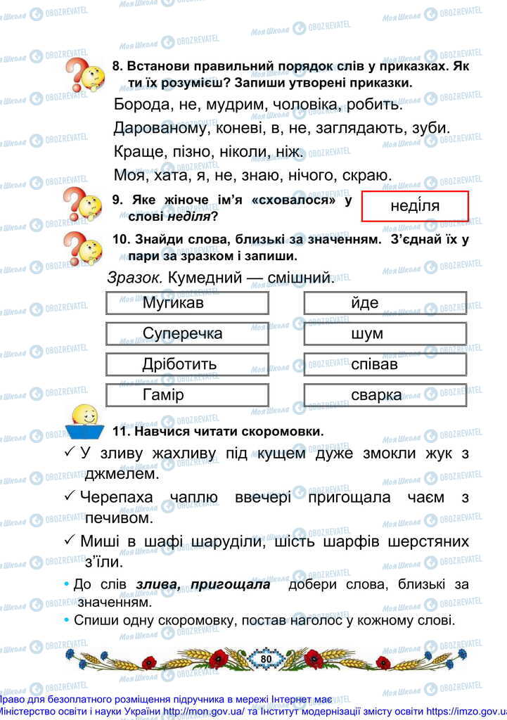 Підручники Українська мова 2 клас сторінка 80