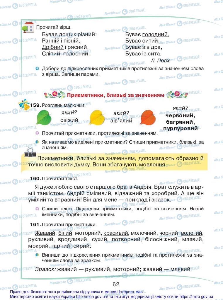 Підручники Українська мова 2 клас сторінка 62