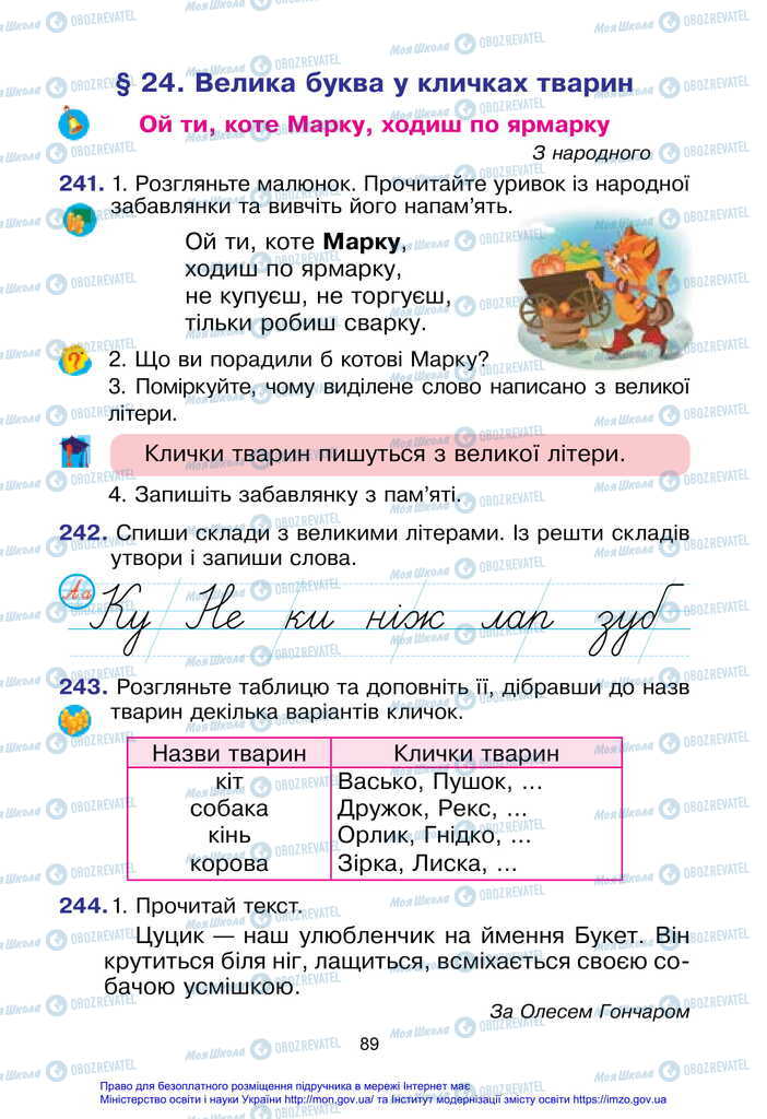 Підручники Українська мова 2 клас сторінка  89