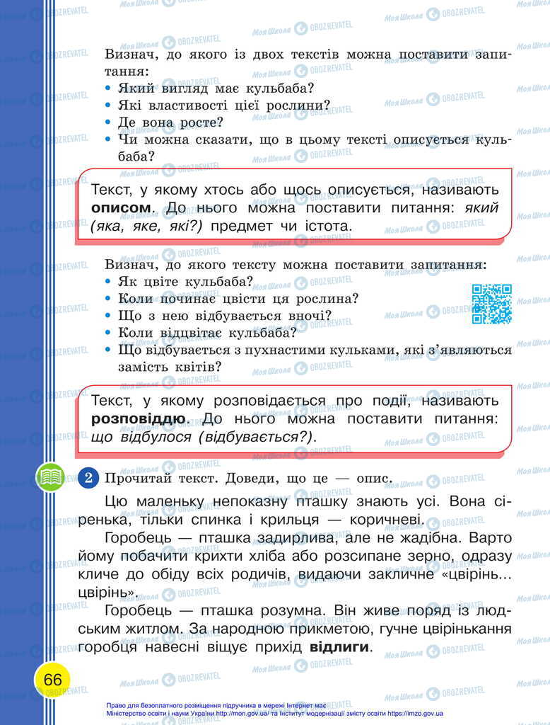 Підручники Українська мова 2 клас сторінка 66