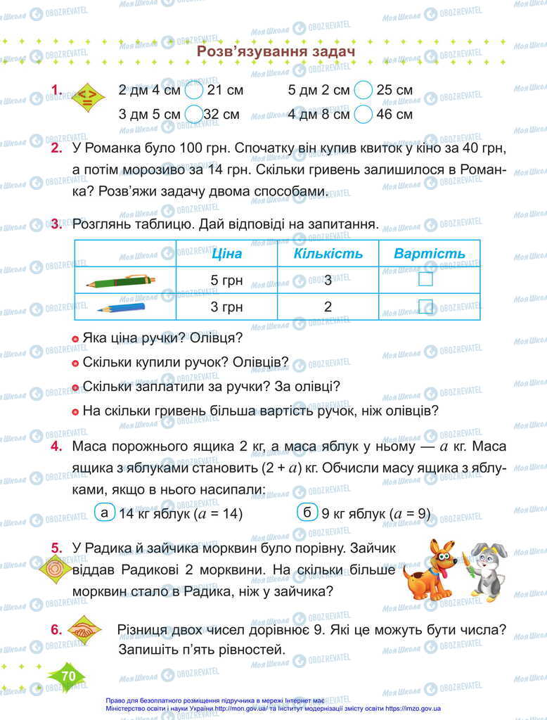 Підручники Математика 2 клас сторінка 70