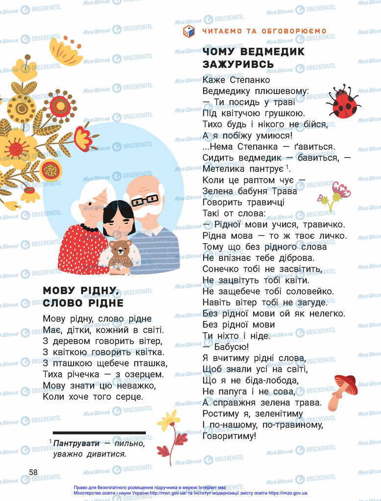 Учебники Укр мова 2 класс страница  58