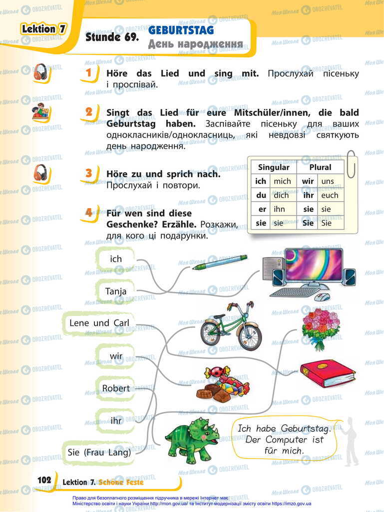 Підручники Німецька мова 2 клас сторінка  102