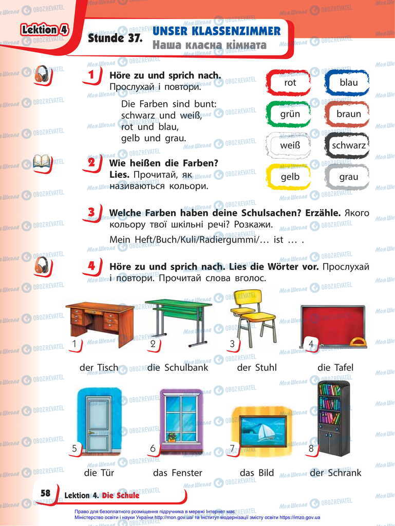 Підручники Німецька мова 2 клас сторінка  58