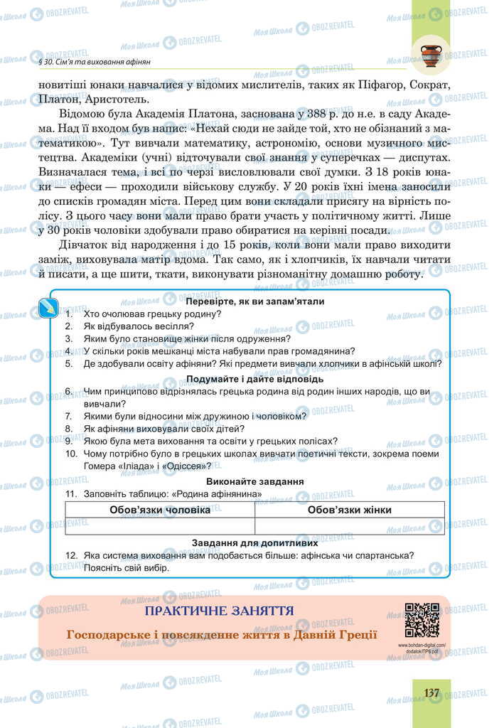 Підручники Всесвітня історія 6 клас сторінка  137