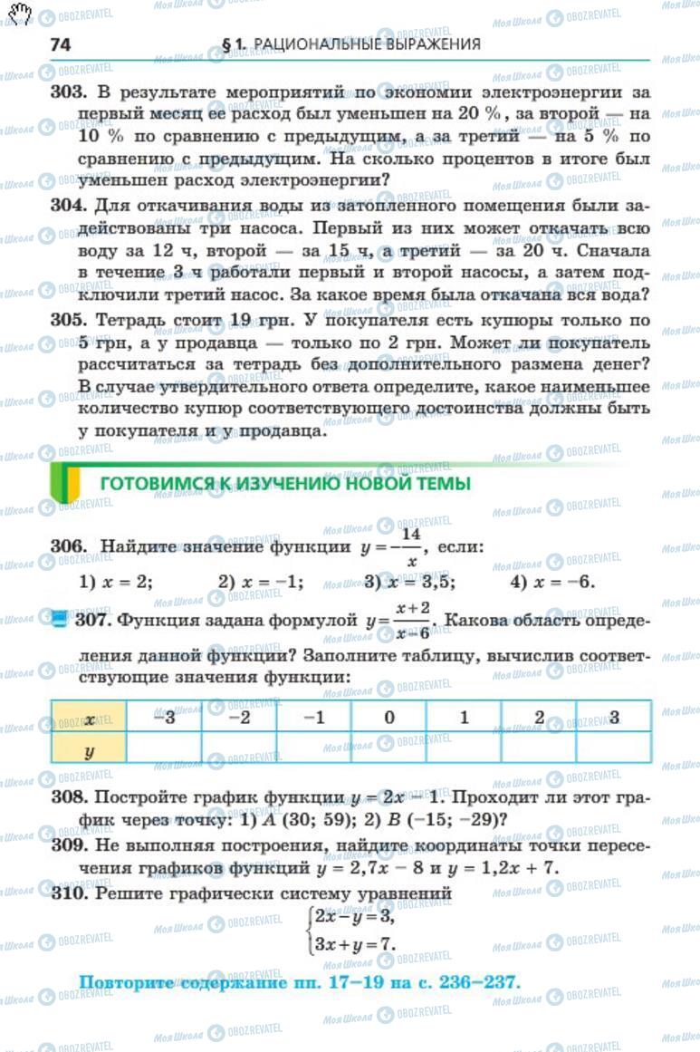 Підручники Алгебра 8 клас сторінка 74