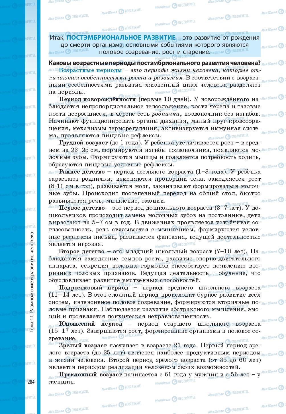 Підручники Біологія 8 клас сторінка 284