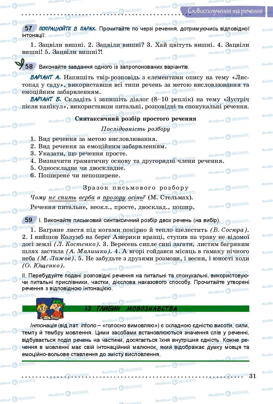 Підручники Українська мова 8 клас сторінка 31