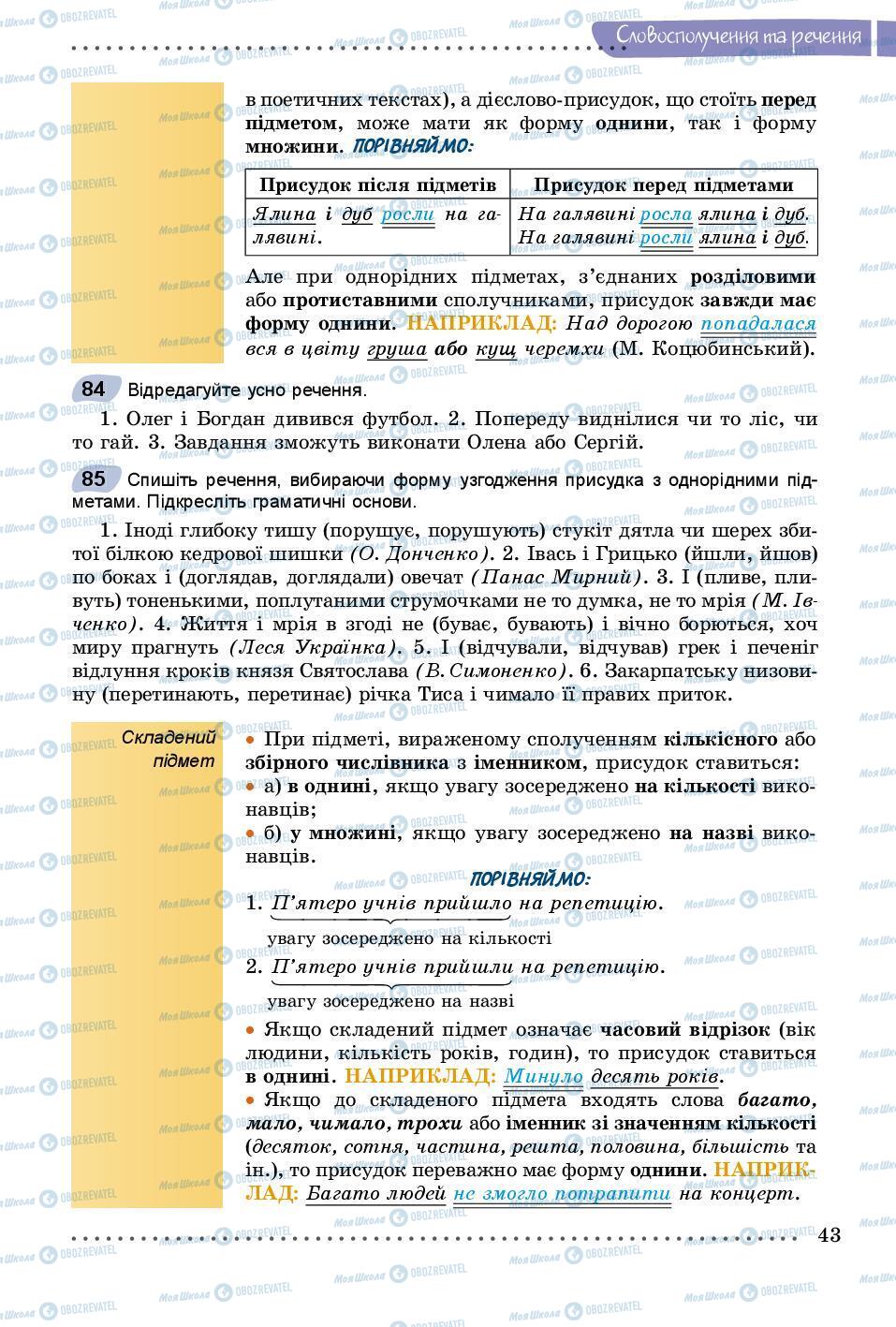 Підручники Українська мова 8 клас сторінка 43