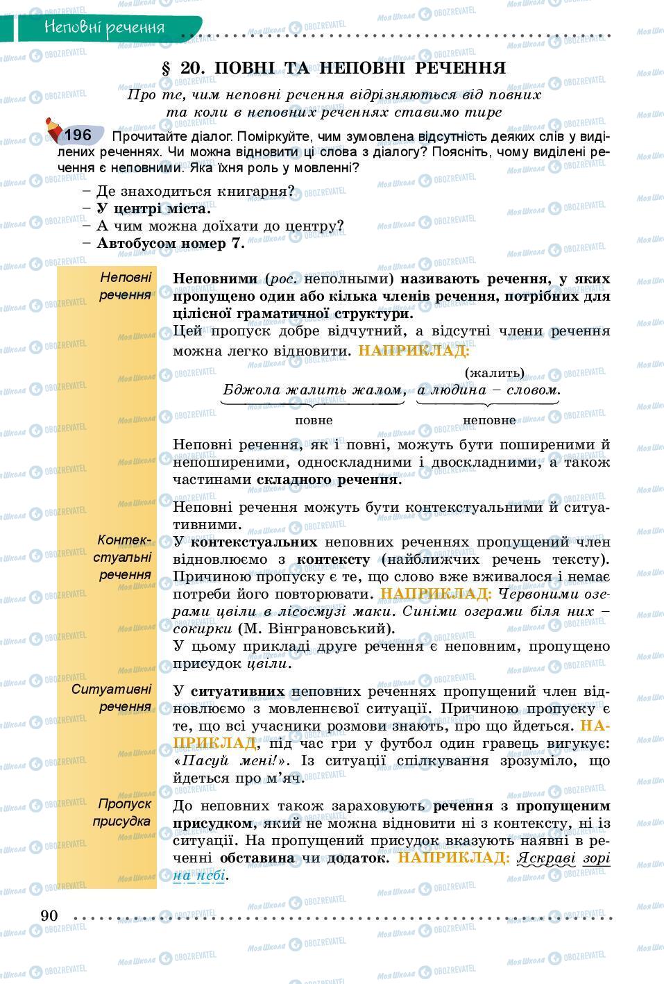 Підручники Українська мова 8 клас сторінка 90