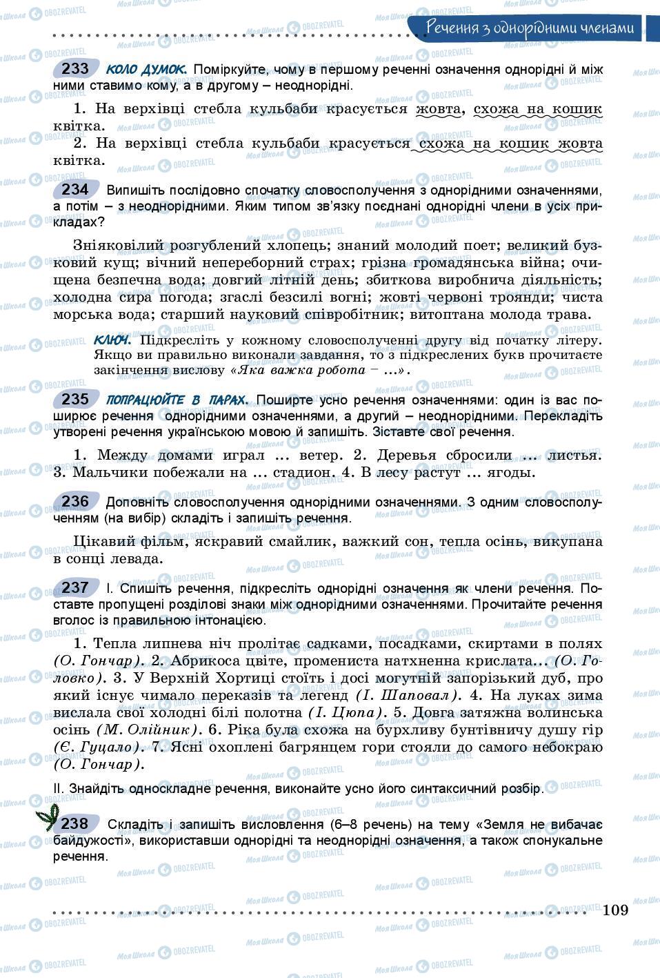 Підручники Українська мова 8 клас сторінка 109