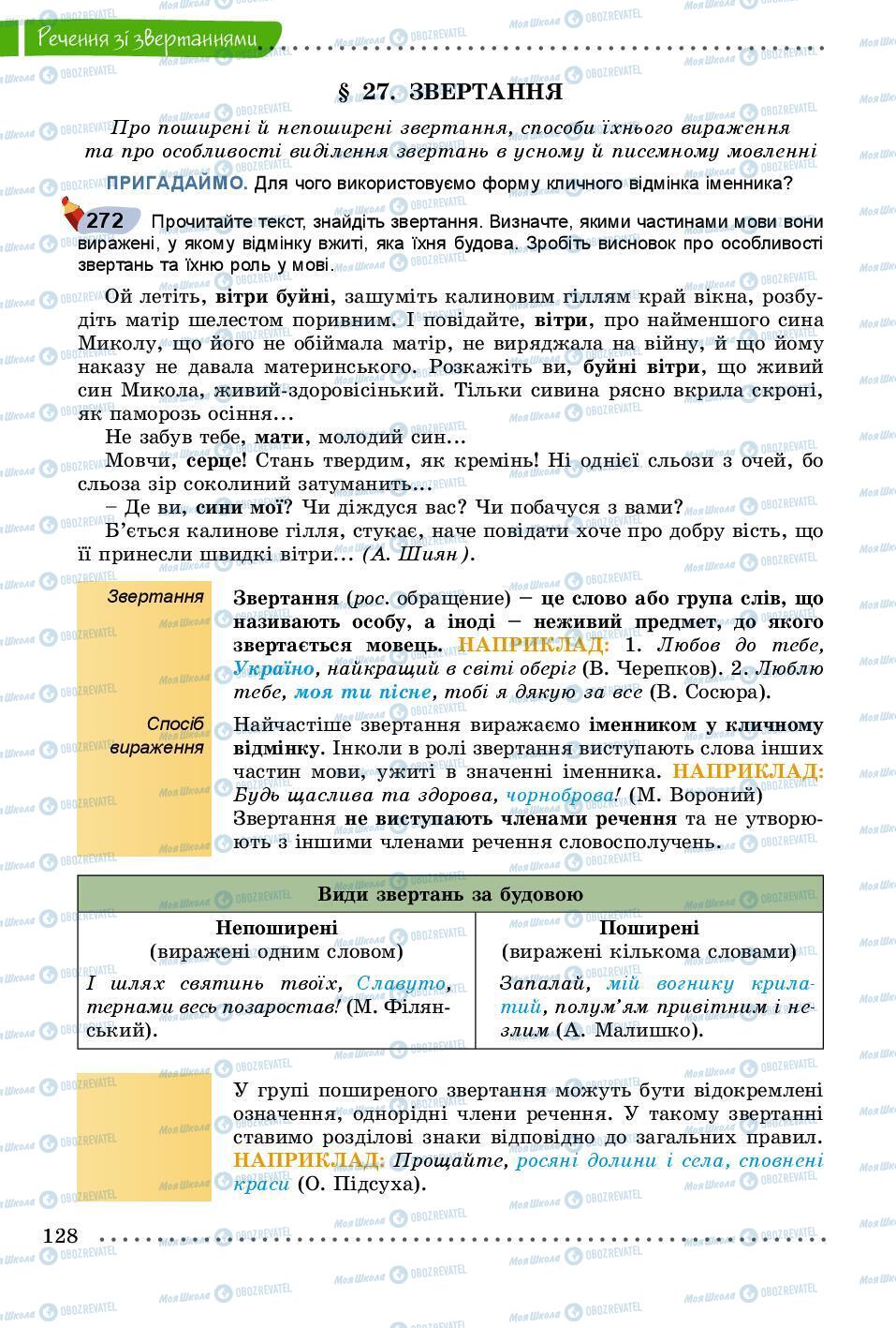 Підручники Українська мова 8 клас сторінка 128