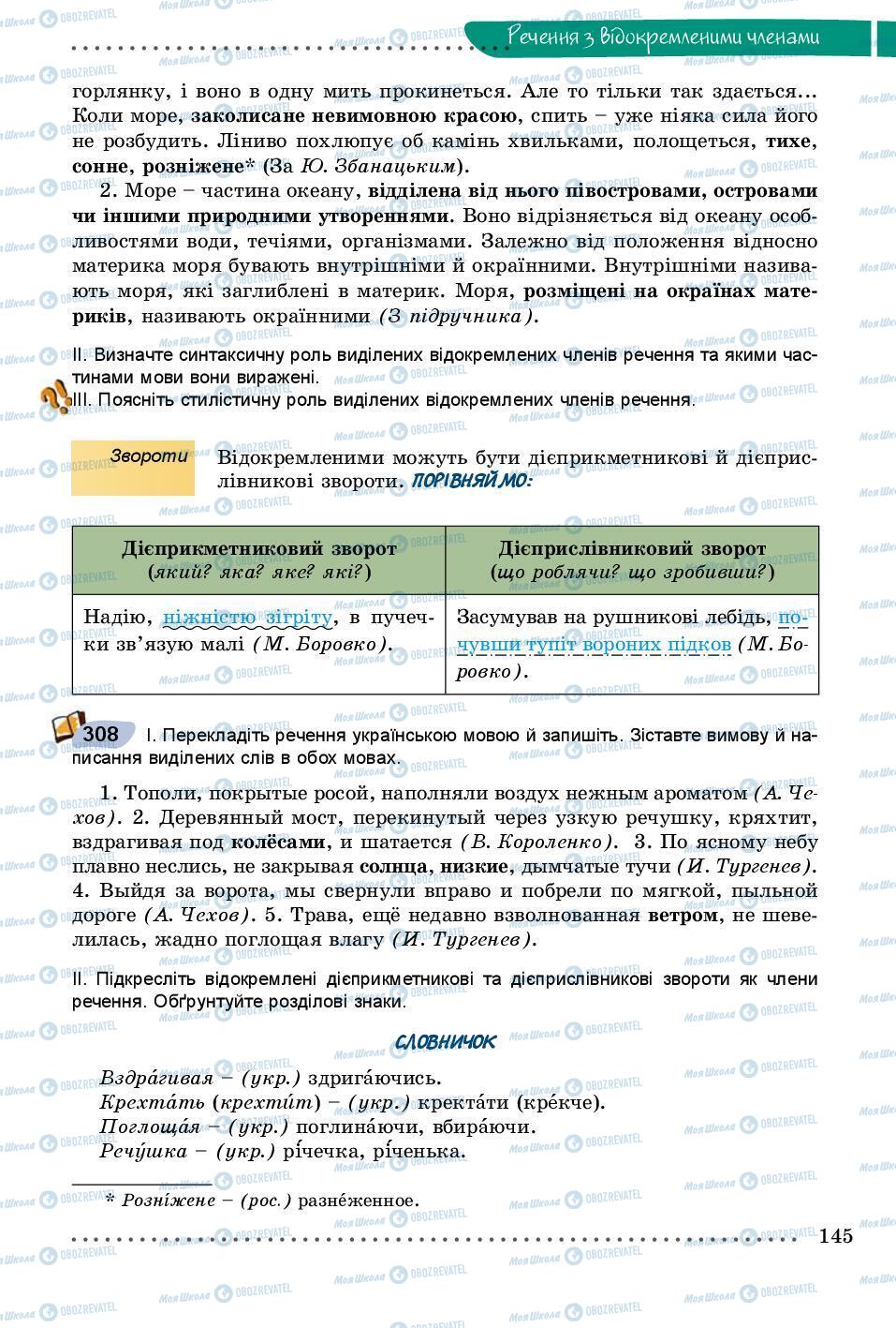 Підручники Українська мова 8 клас сторінка 145