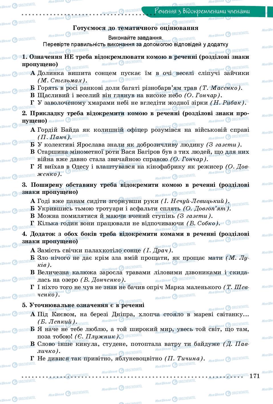 Підручники Українська мова 8 клас сторінка 171