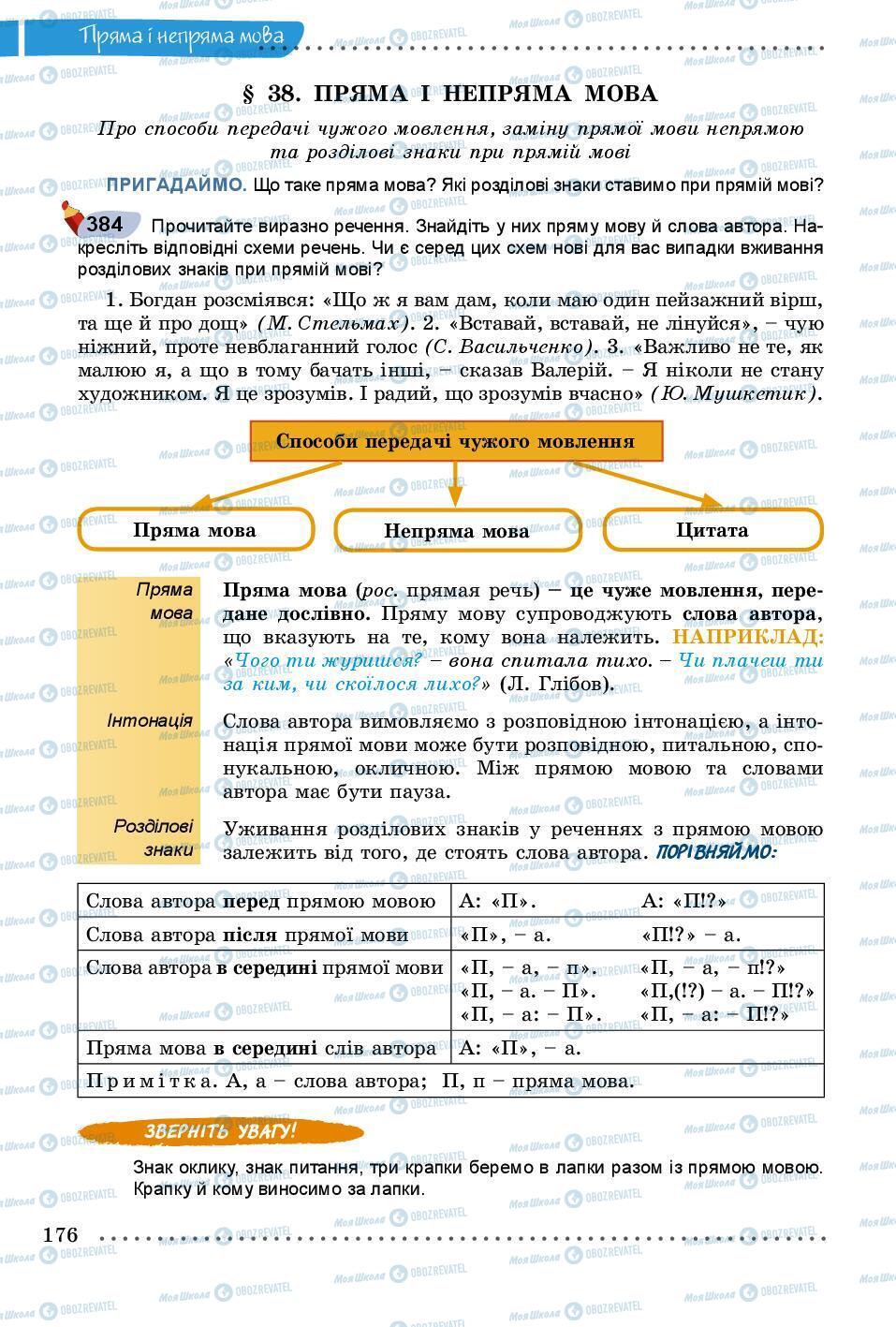 Учебники Укр мова 8 класс страница 176