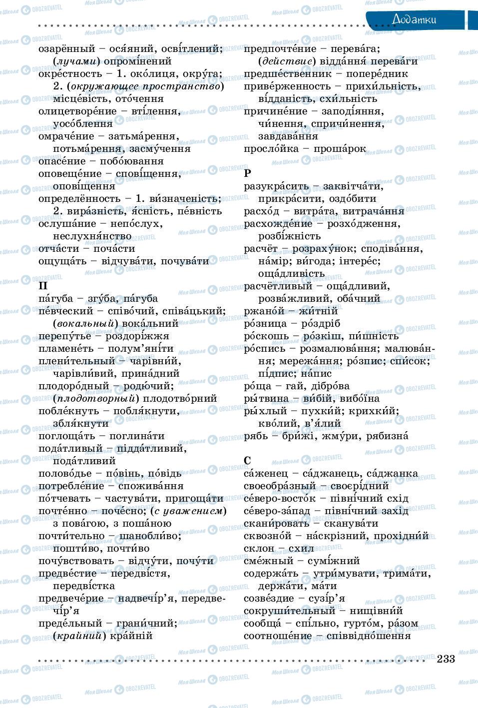 Підручники Українська мова 8 клас сторінка 233