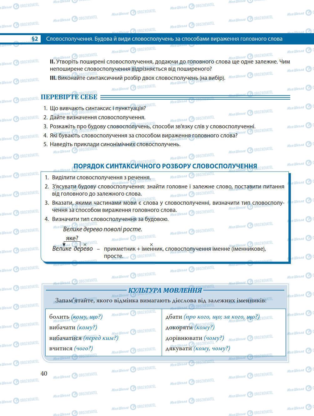 Учебники Укр мова 8 класс страница 40