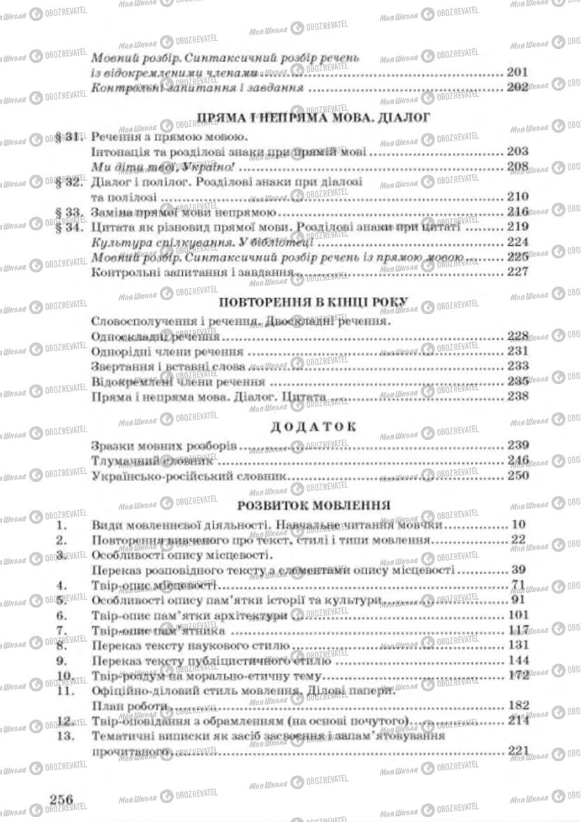 Підручники Українська мова 8 клас сторінка 256