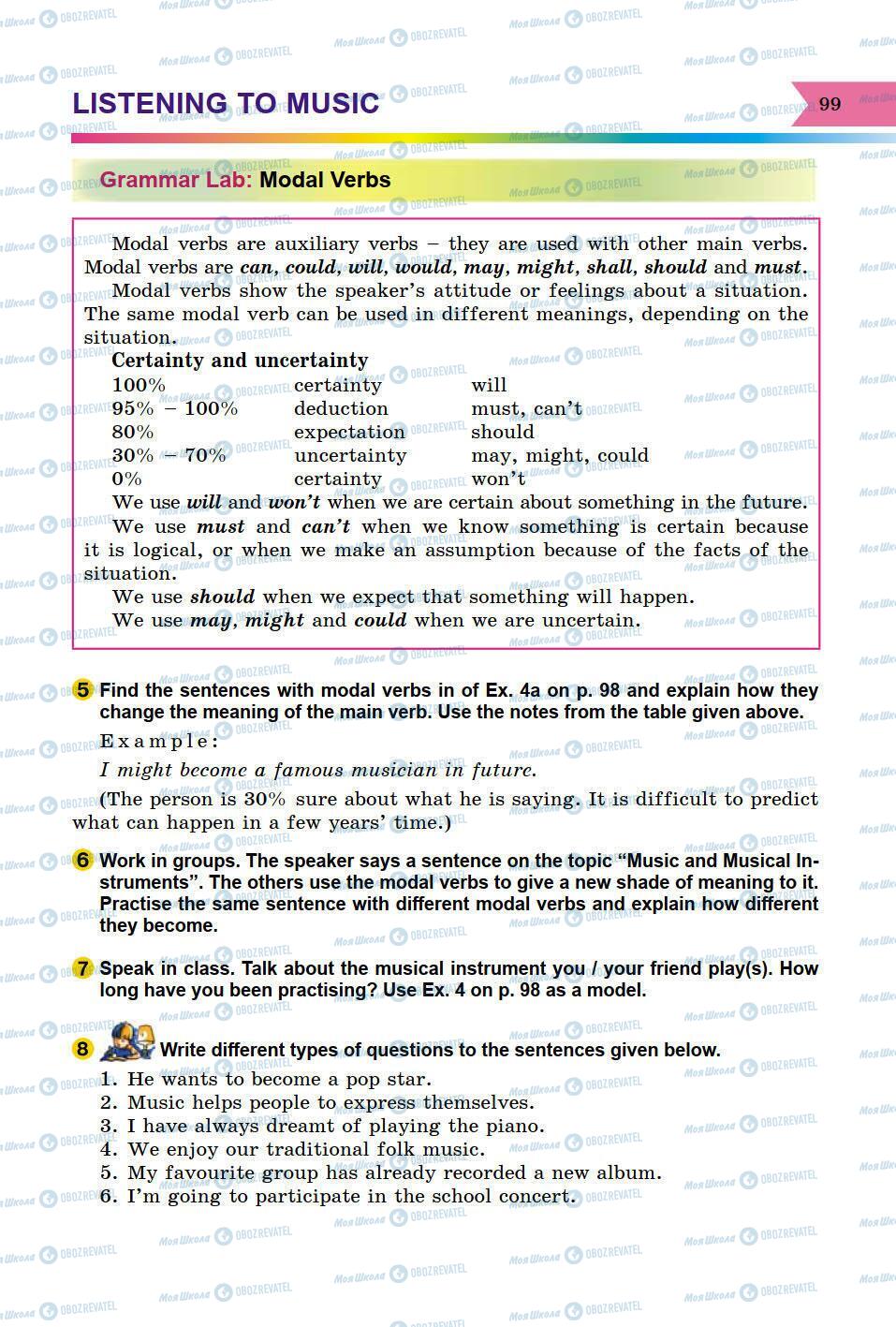 Підручники Англійська мова 8 клас сторінка 99