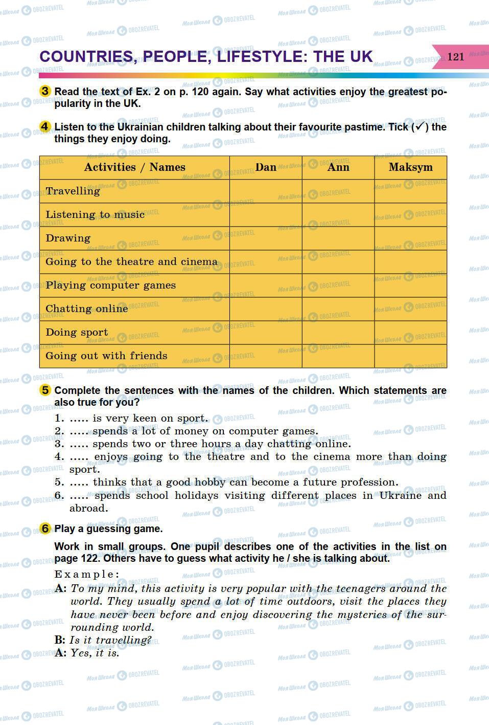 Підручники Англійська мова 8 клас сторінка 121