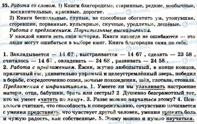 ГДЗ Російська мова 7 клас сторінка 55