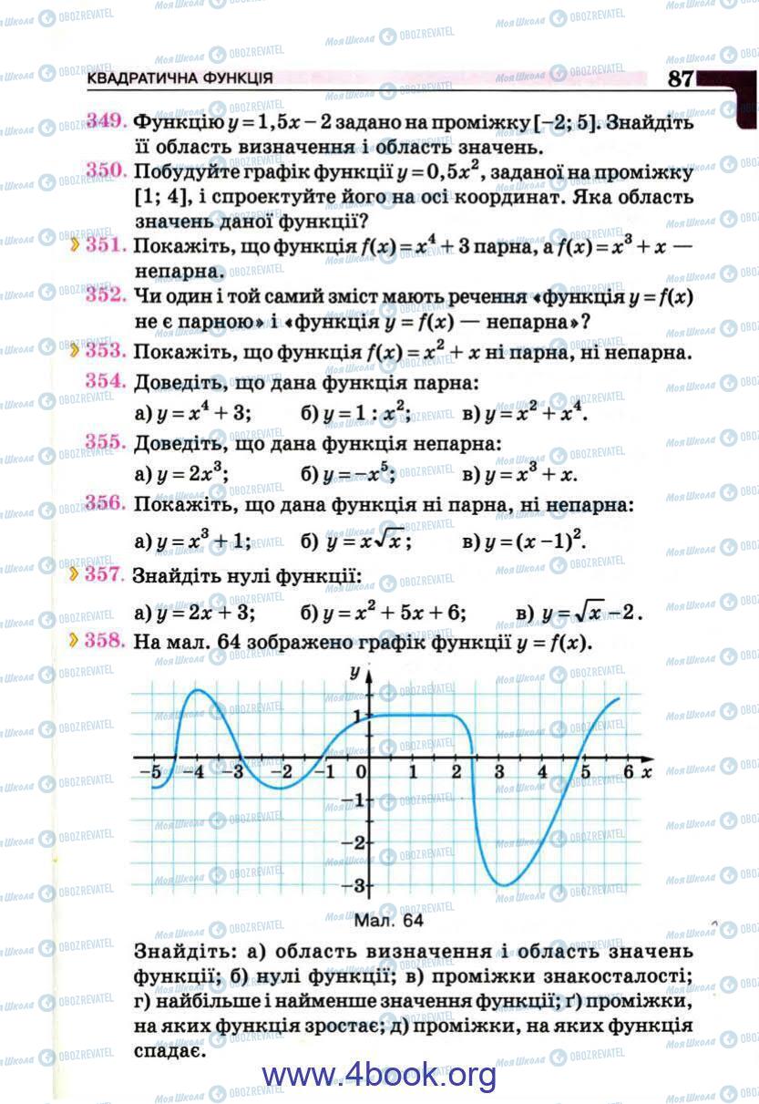 Підручники Алгебра 9 клас сторінка 87