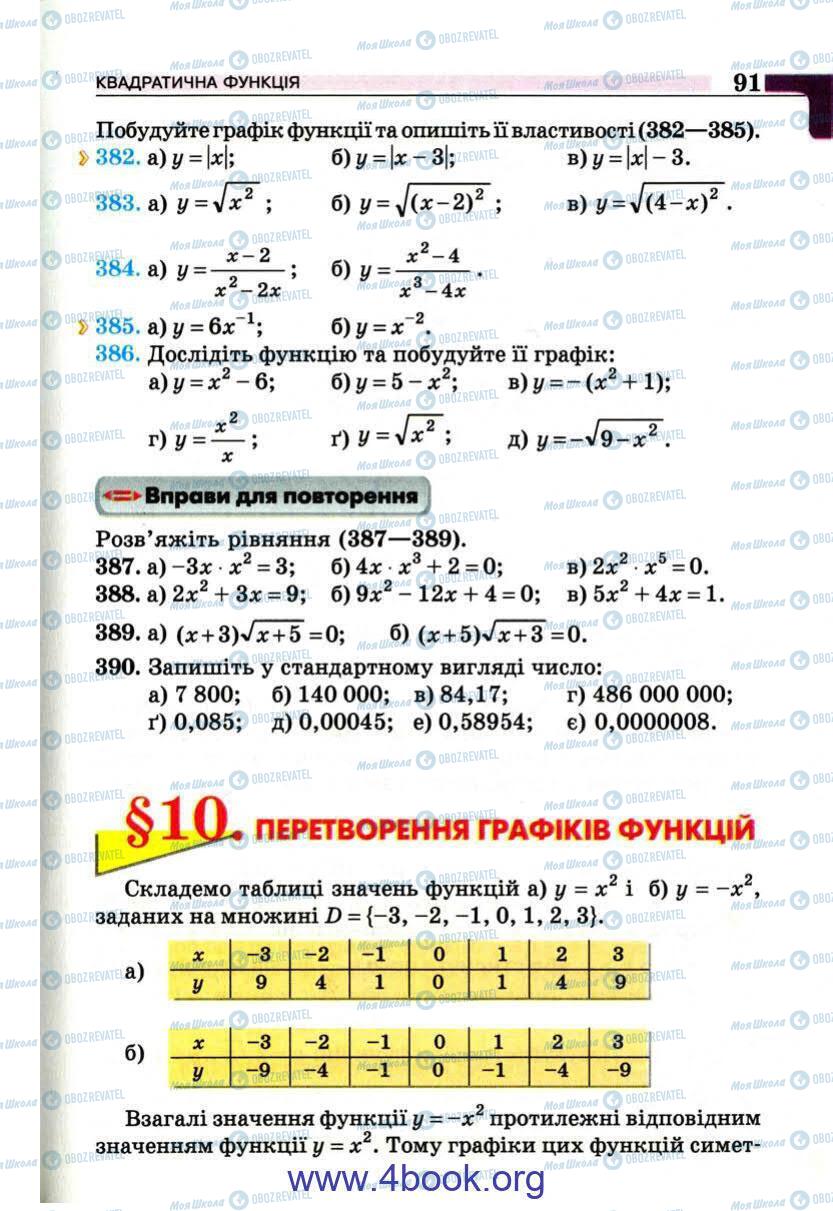 Підручники Алгебра 9 клас сторінка 91