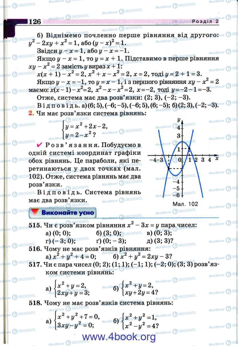 Підручники Алгебра 9 клас сторінка 126