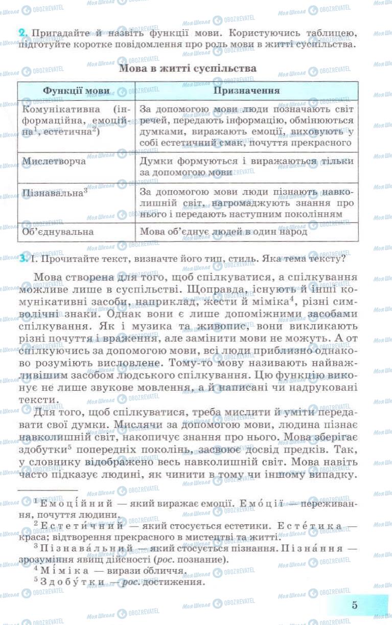 Підручники Українська мова 8 клас сторінка 5