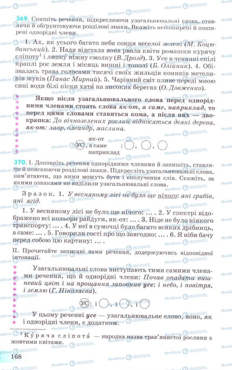 Підручники Українська мова 8 клас сторінка 168