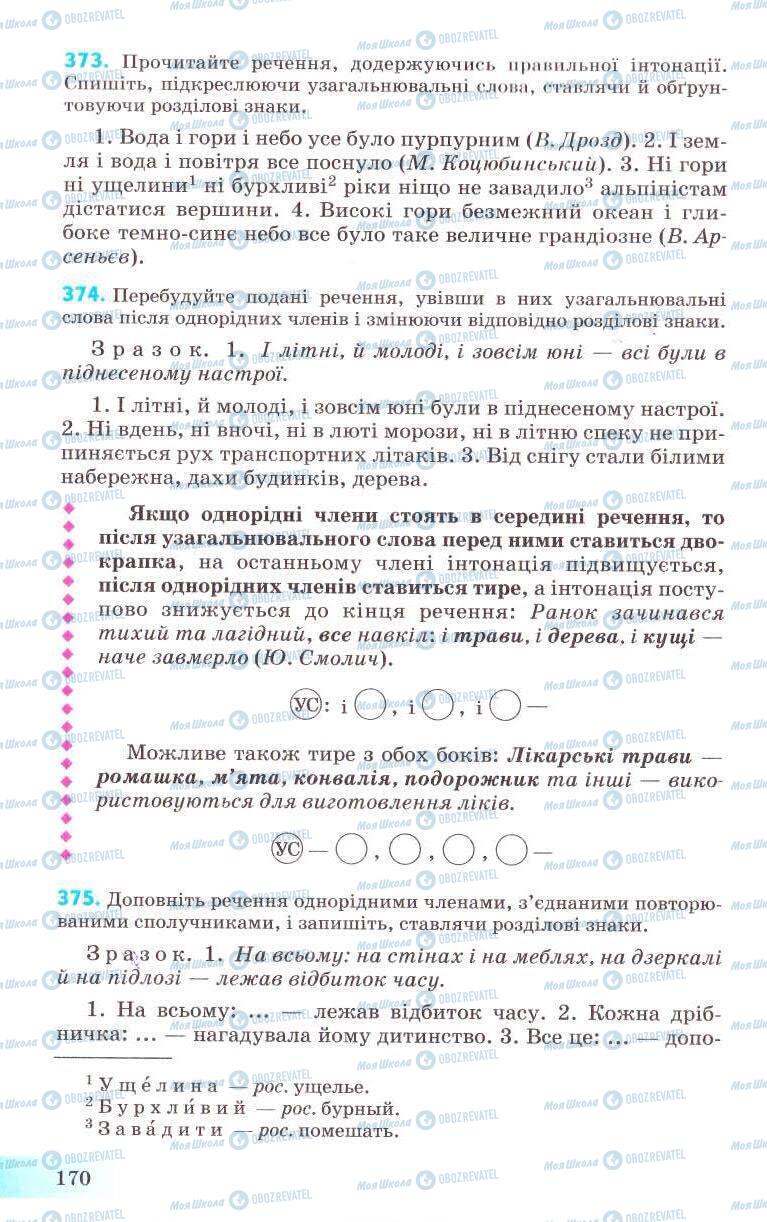 Підручники Українська мова 8 клас сторінка 170