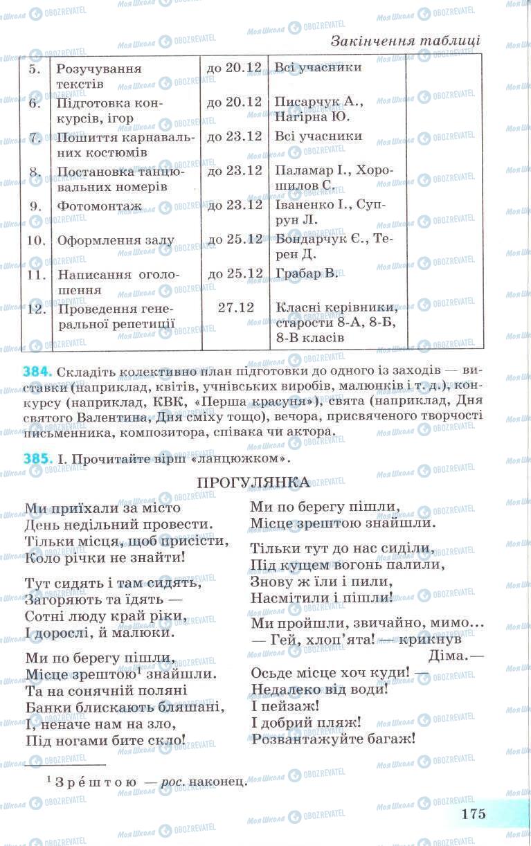 Підручники Українська мова 8 клас сторінка 175