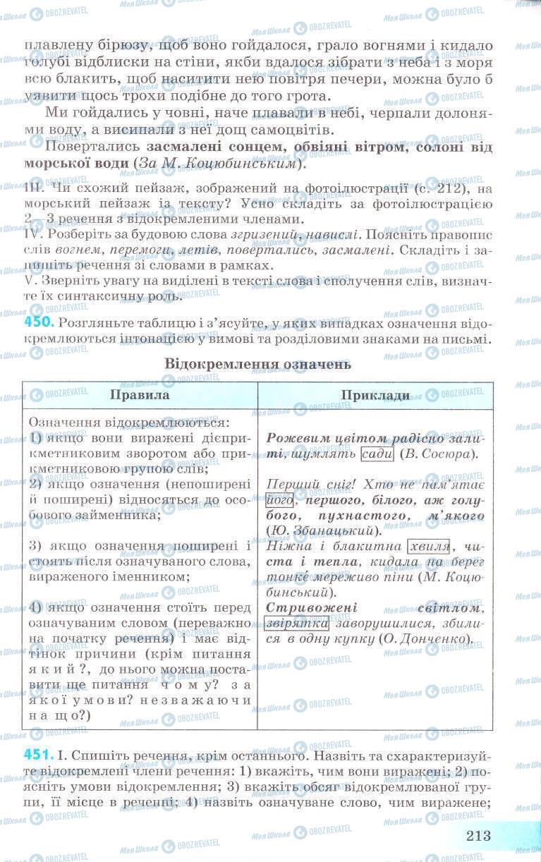 Підручники Українська мова 8 клас сторінка 213