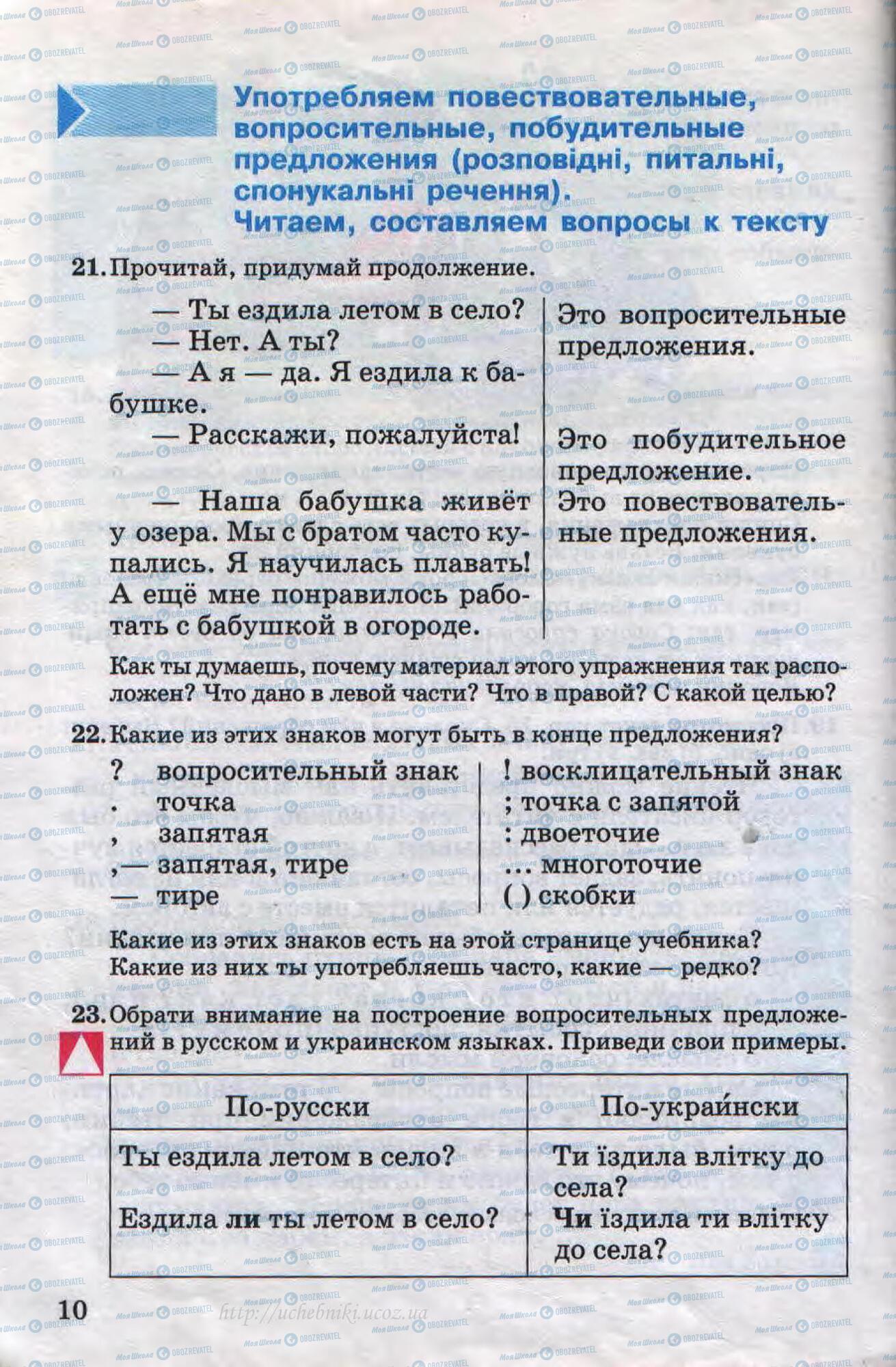 Підручники Російська мова 4 клас сторінка 10