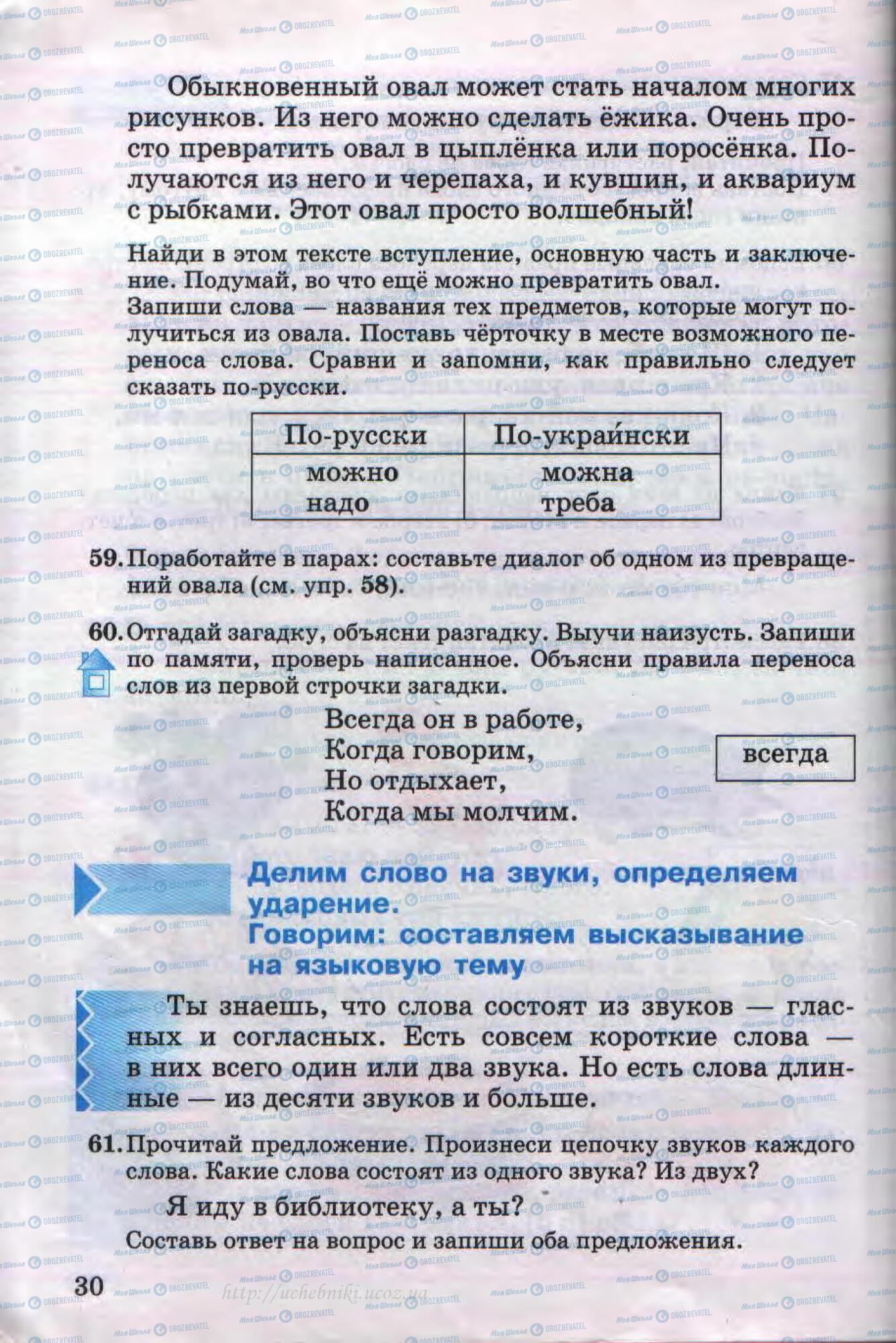 Підручники Російська мова 4 клас сторінка 30
