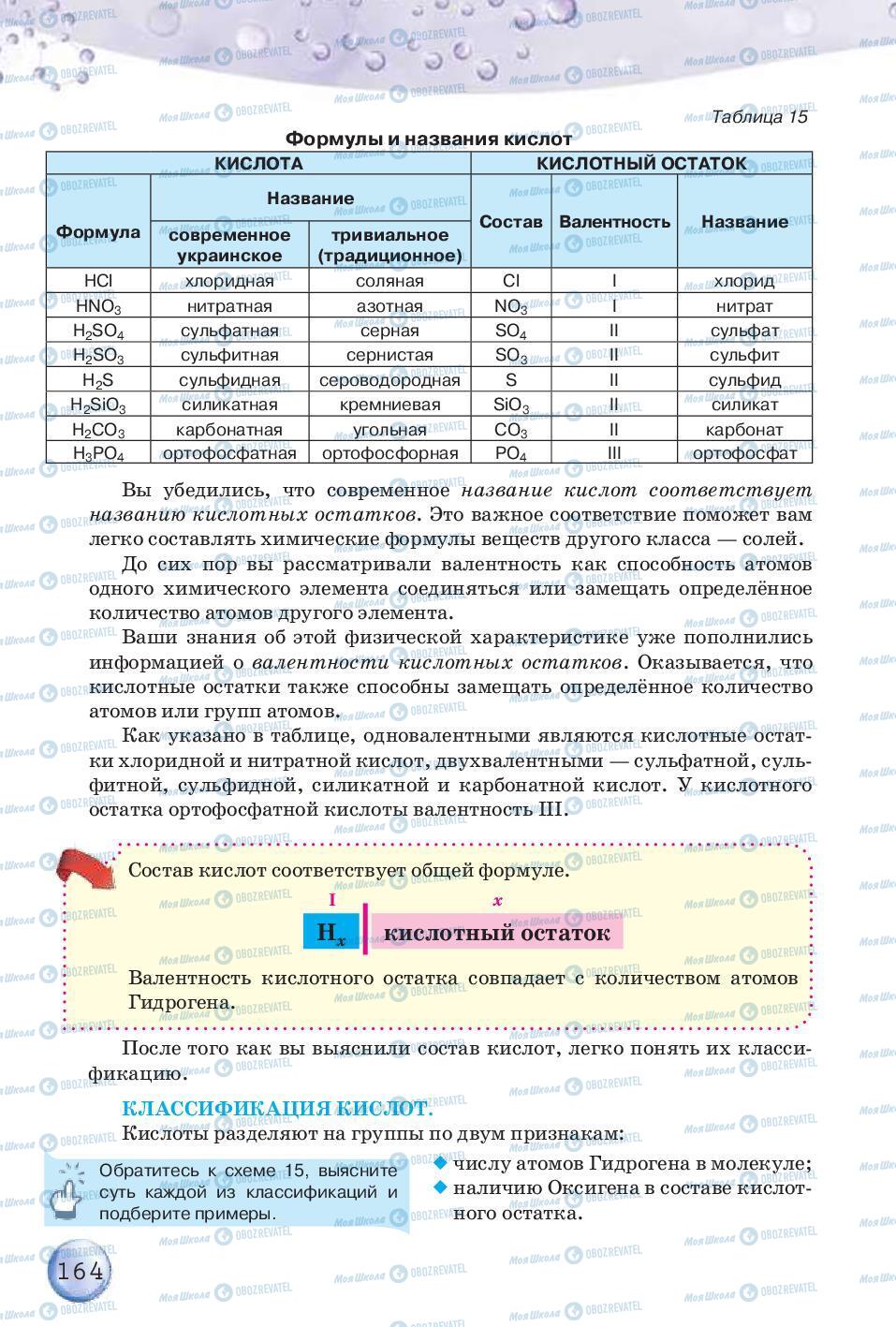 Підручники Хімія 8 клас сторінка 164