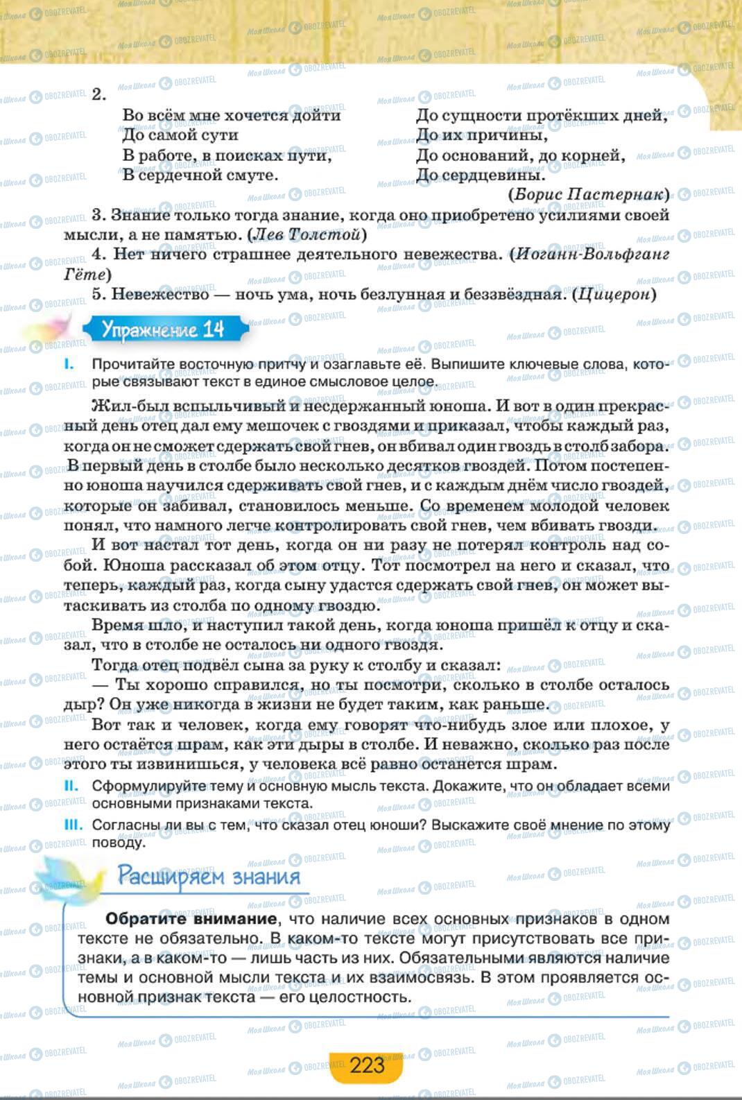 Підручники Російська мова 8 клас сторінка 223