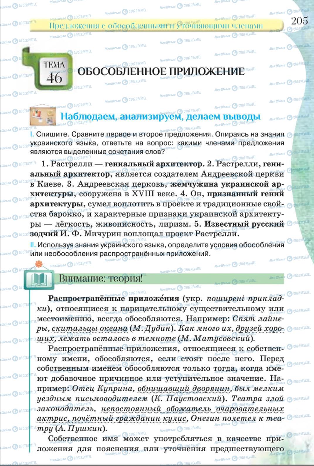 Учебники Русский язык 8 класс страница 205