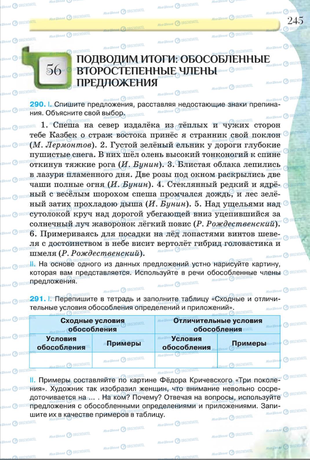 Підручники Російська мова 8 клас сторінка 245