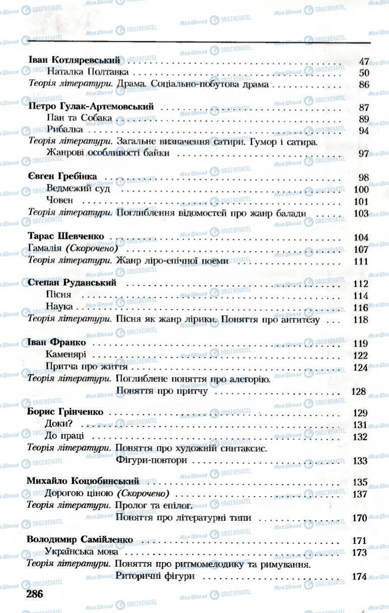 Учебники Укр лит 8 класс страница 286