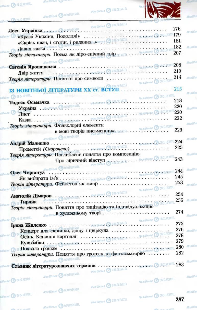 Підручники Українська література 8 клас сторінка 287