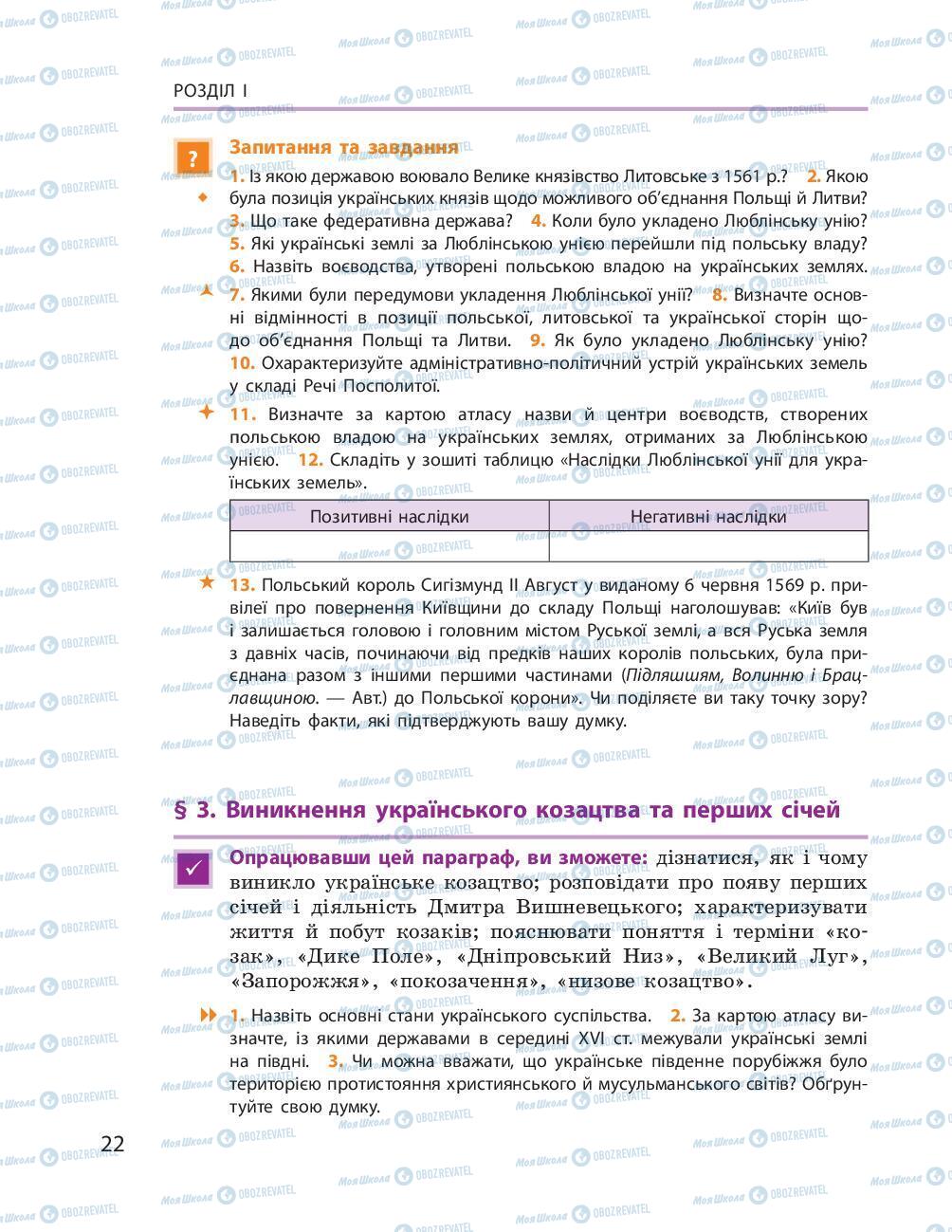 Підручники Історія України 8 клас сторінка 22