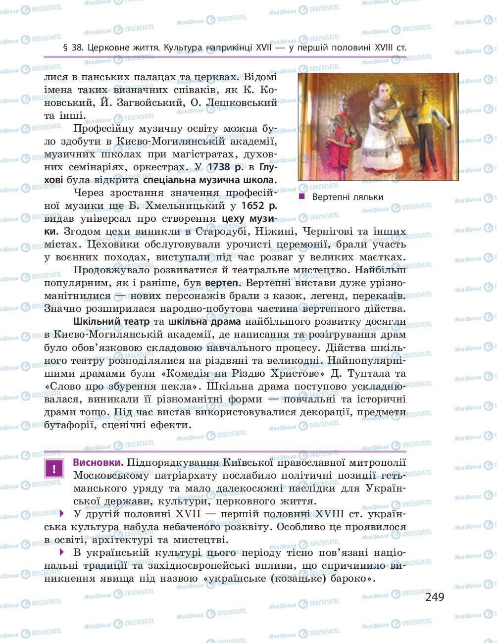 Підручники Історія України 8 клас сторінка 249