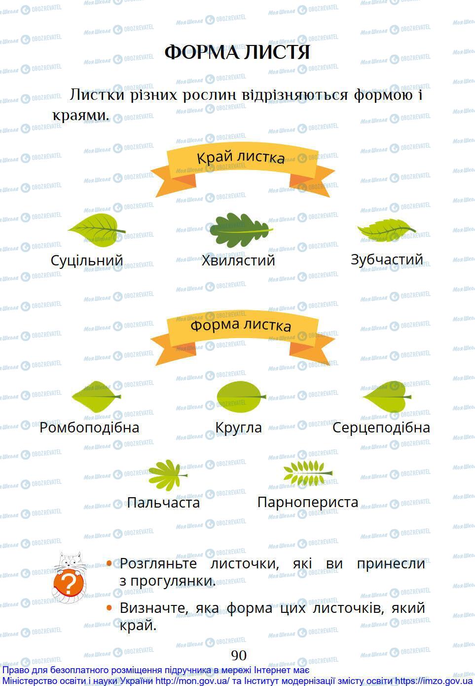 Підручники Я досліджую світ 1 клас сторінка 90