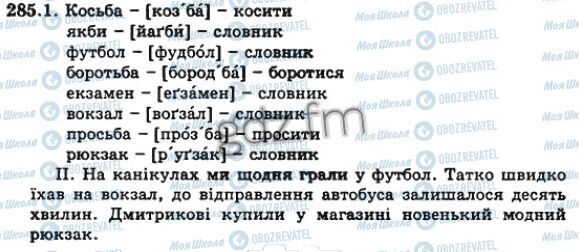 ГДЗ Українська мова 5 клас сторінка 285